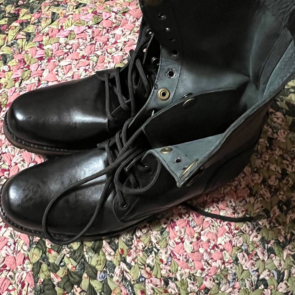 NEW Men Black Military Style Leather Boots, Army dress style Boot 10